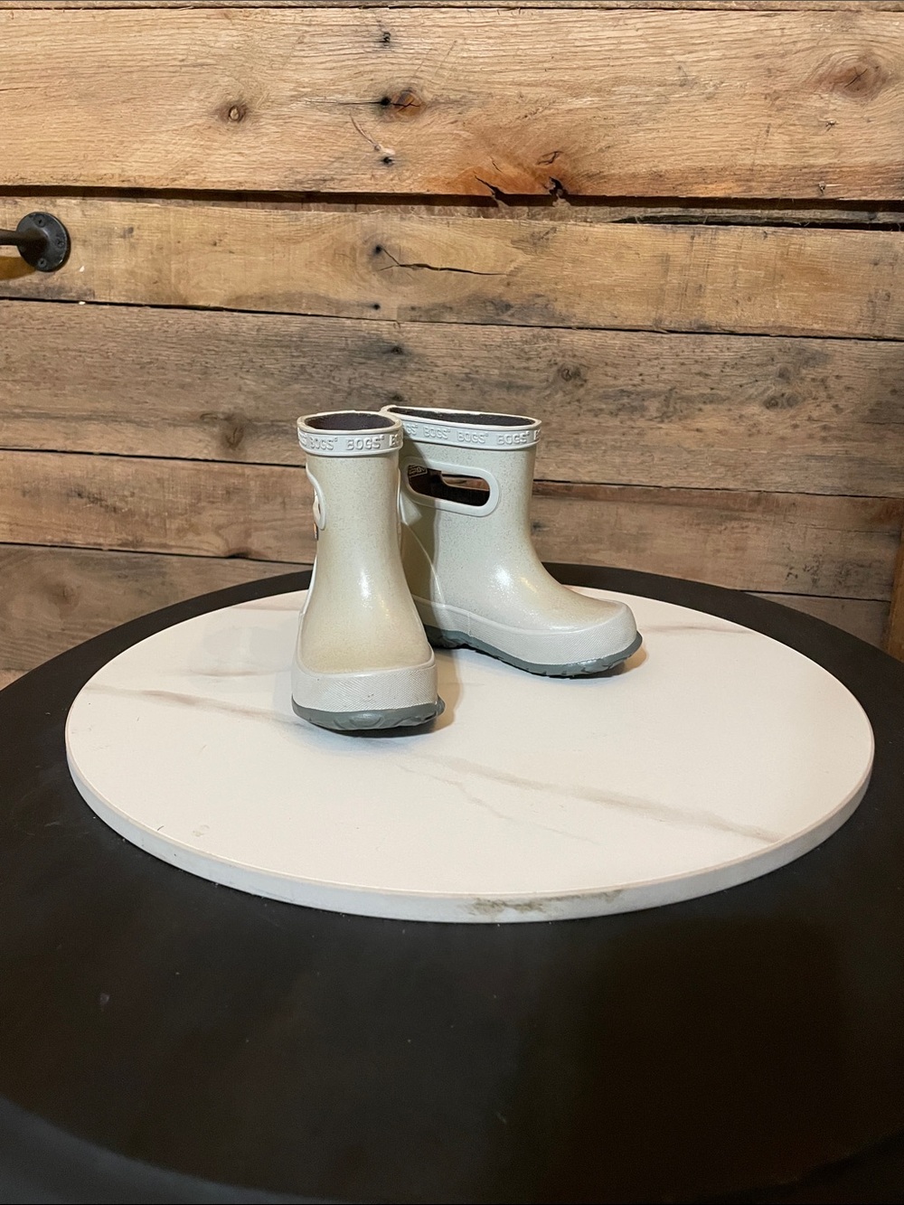 Bogs Kids Cream Sparkle Short Rain Boots